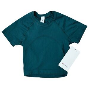Lululemon Swiftly Tech Cropped Short Sleeve 2.0 Teal Seamless Shirt Sz 2 NWT XXS